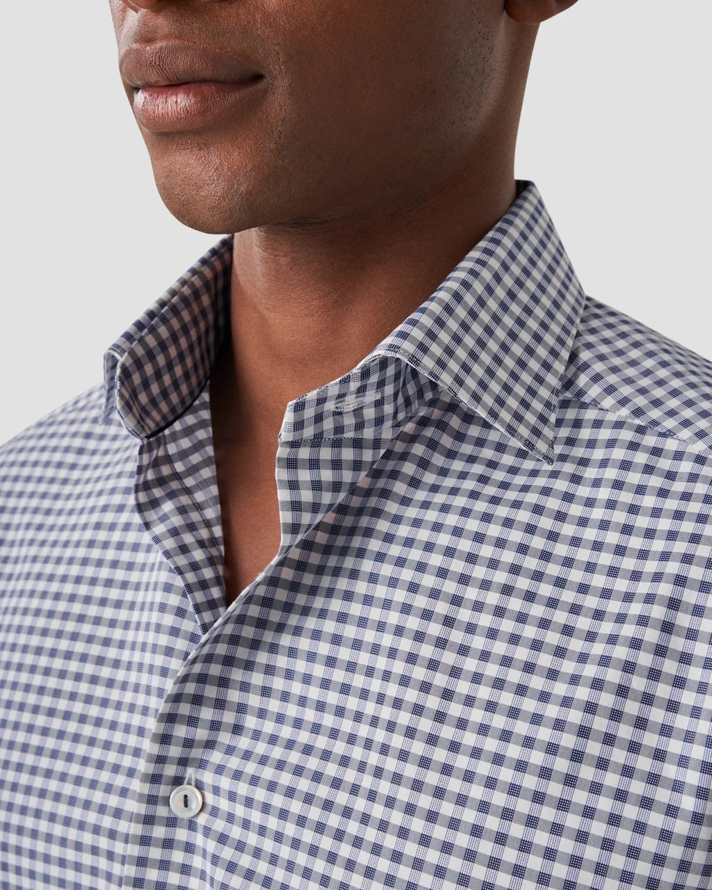 Eton Navy Checked Fine Piqué Shirt