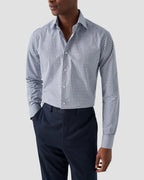 Eton Navy Checked Fine Piqué Shirt