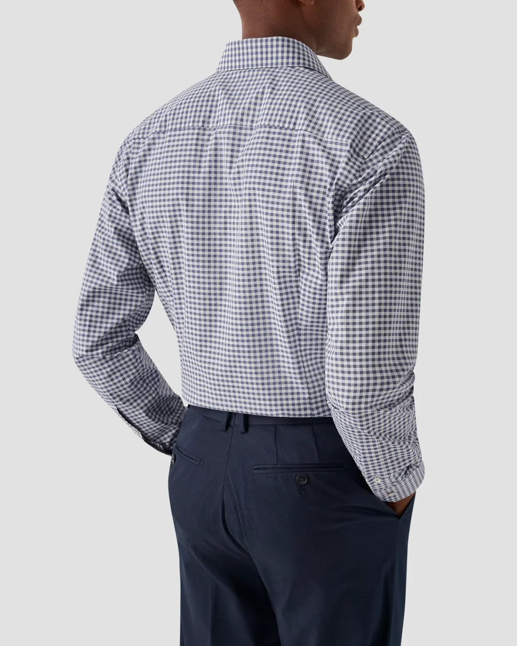 Eton Navy Checked Fine Piqué Shirt