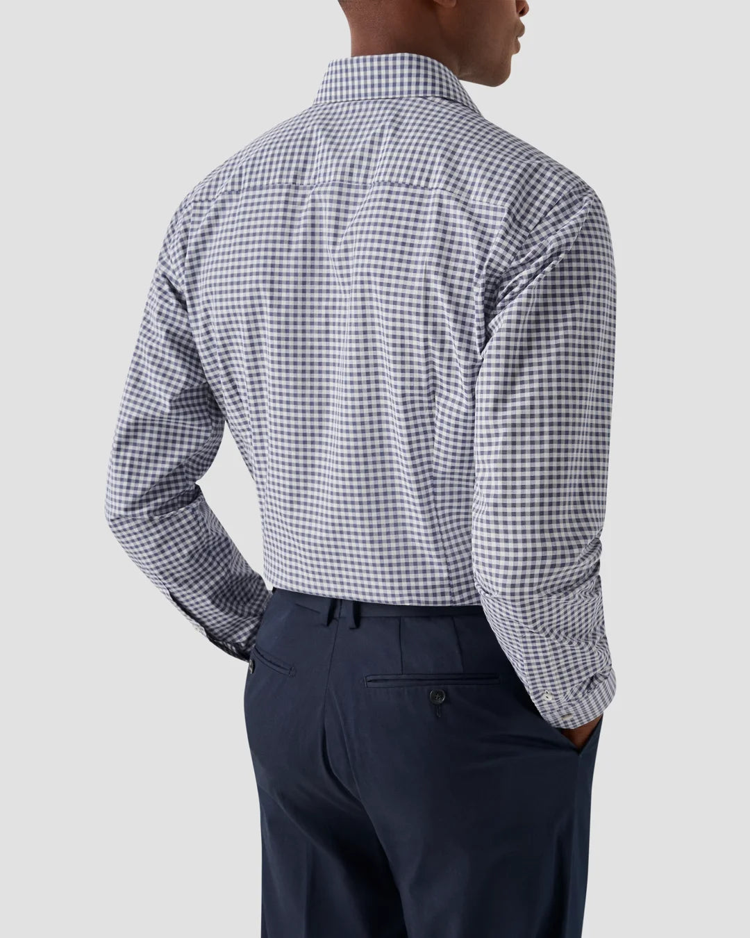 Eton Navy Checked Fine Piqué Shirt