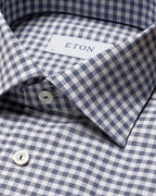 Eton Navy Checked Fine Piqué Shirt