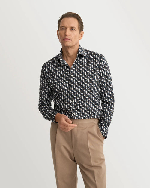 Eton Geometric Print Cotton Tencel™ Lyocell Shirt