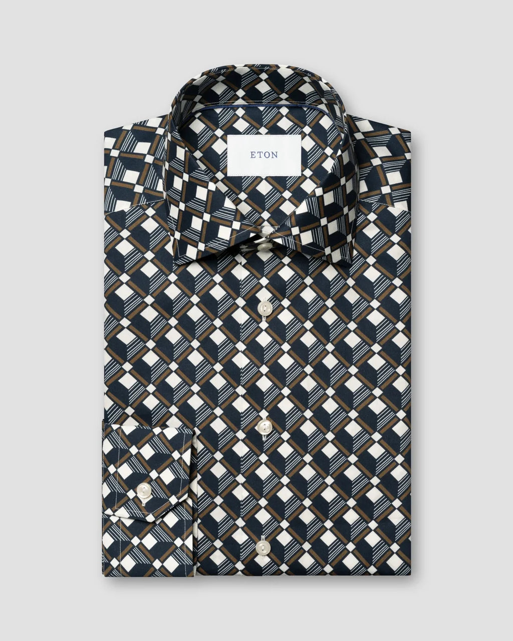 Eton Geometric Print Cotton Tencel™ Lyocell Shirt