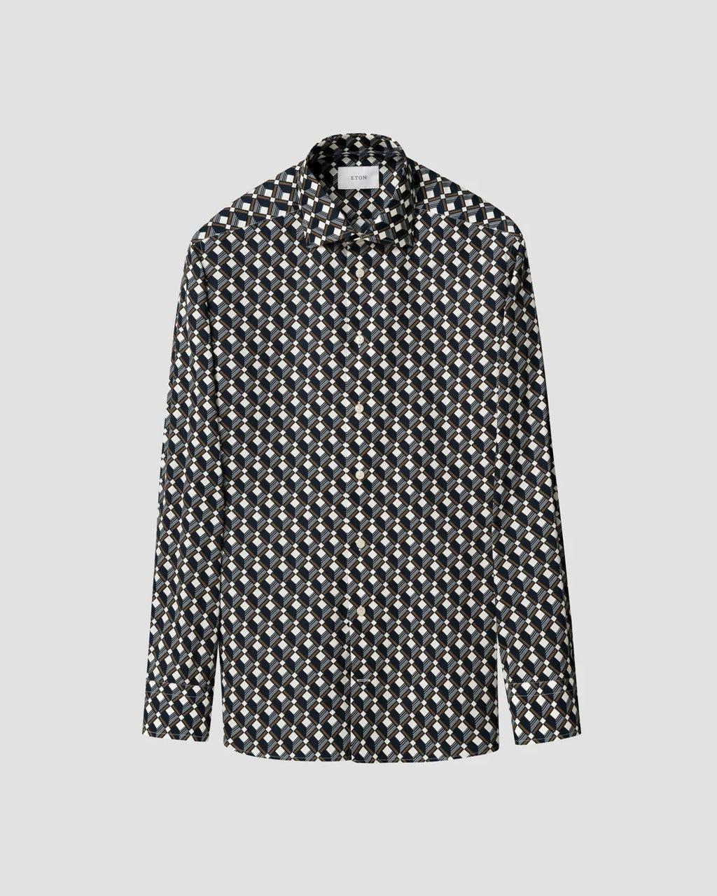 Eton Geometric Print Cotton Tencel™ Lyocell Shirt