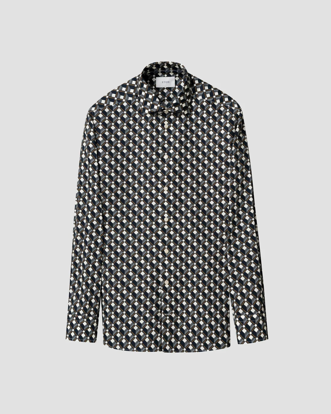 Eton Geometric Print Cotton Tencel™ Lyocell Shirt