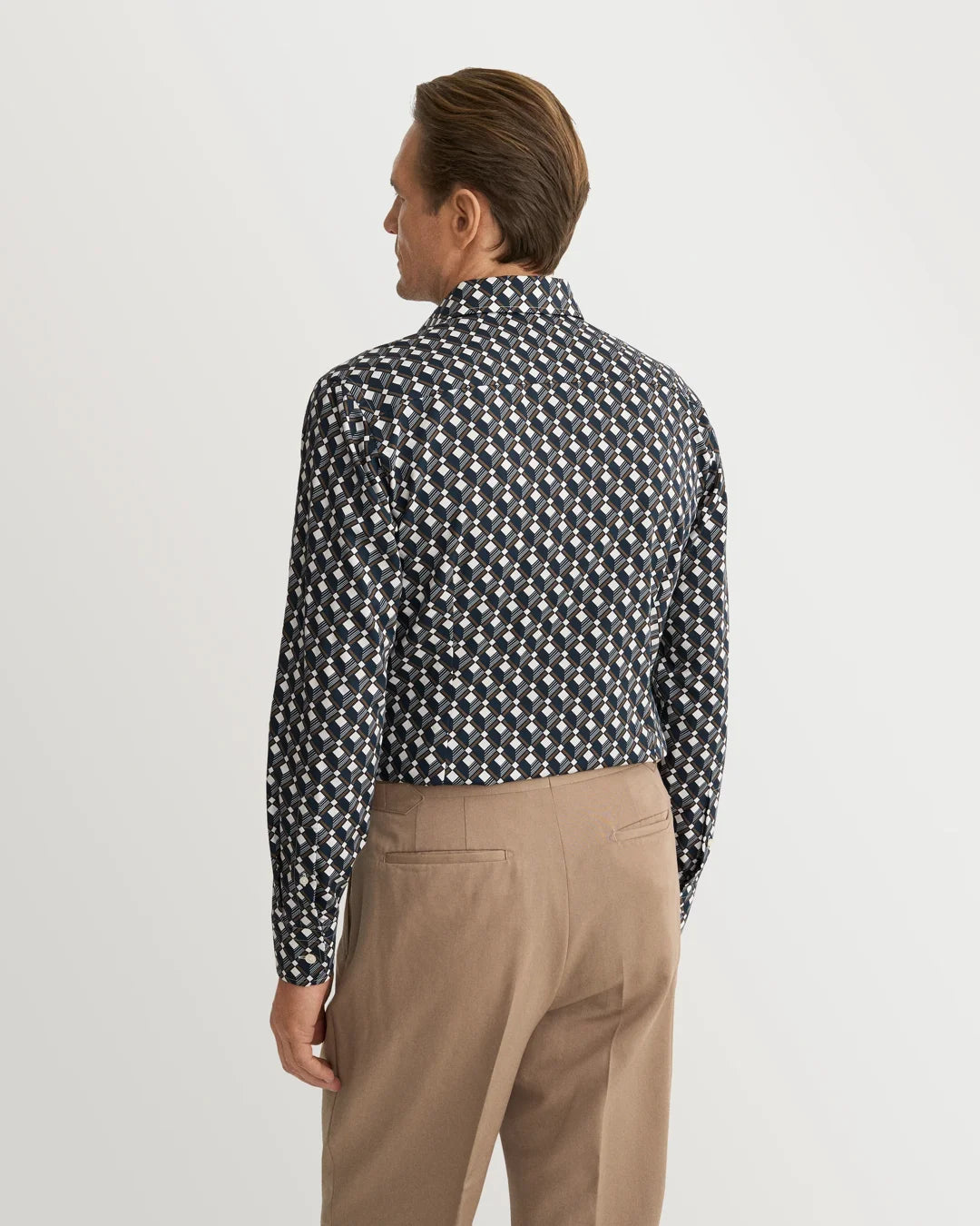 Eton Geometric Print Cotton Tencel™ Lyocell Shirt
