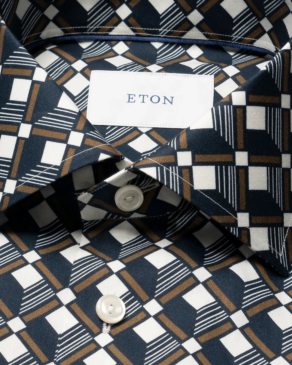 Eton Geometric Print Cotton Tencel™ Lyocell Shirt