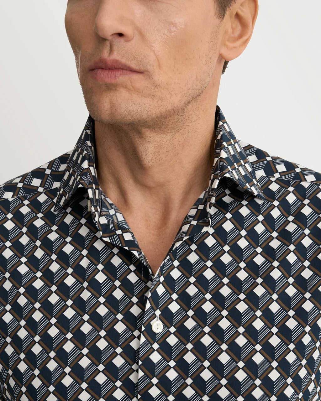 Eton Geometric Print Cotton Tencel™ Lyocell Shirt