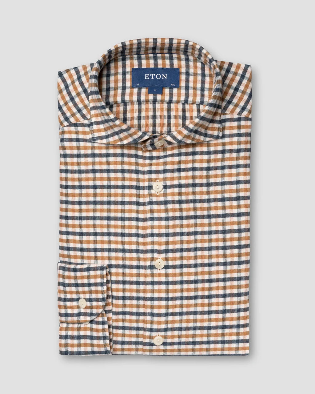 Eton Orange Plaid Flannel Shirt