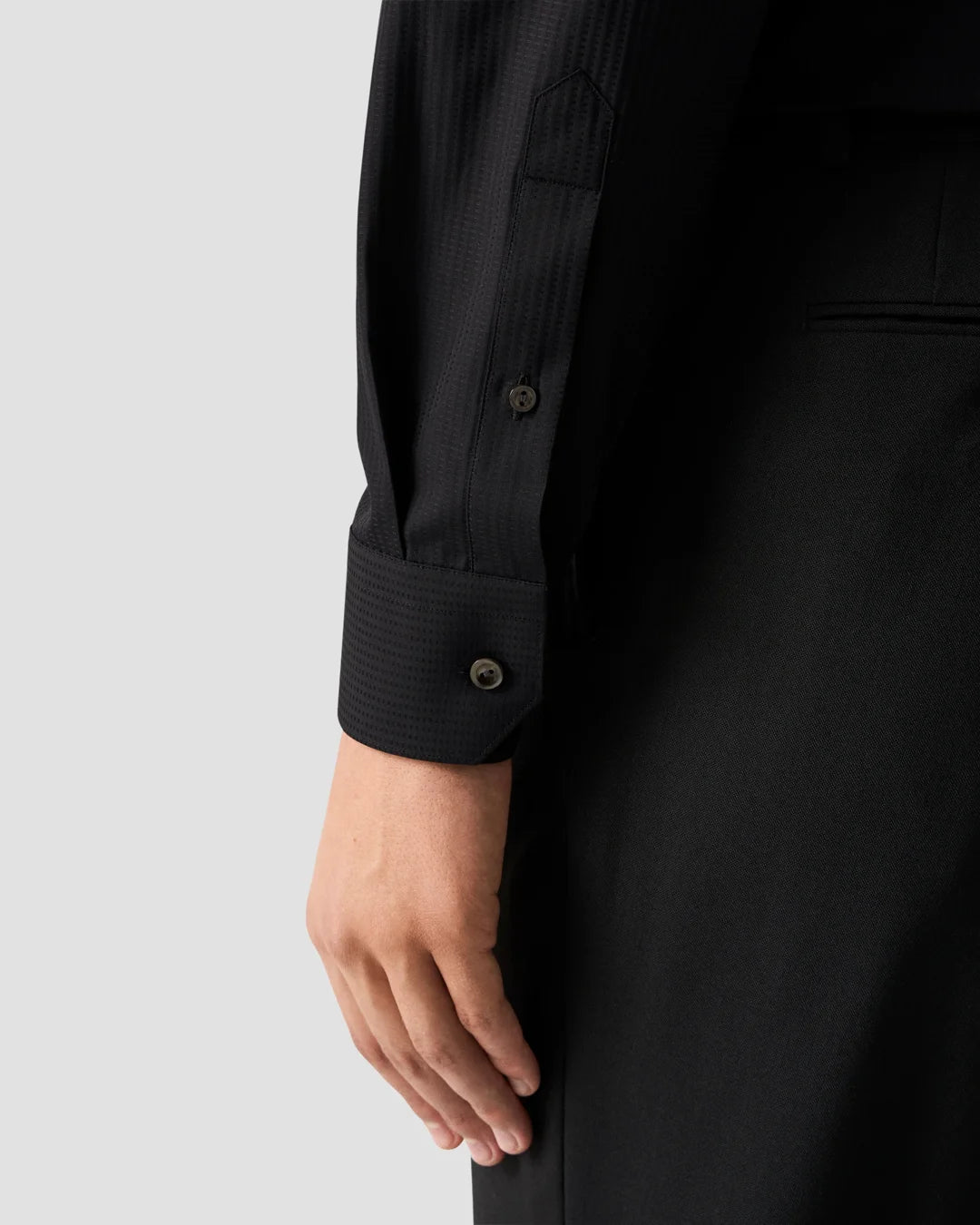 Eton Black Semi Solid Supima 120 Shirt