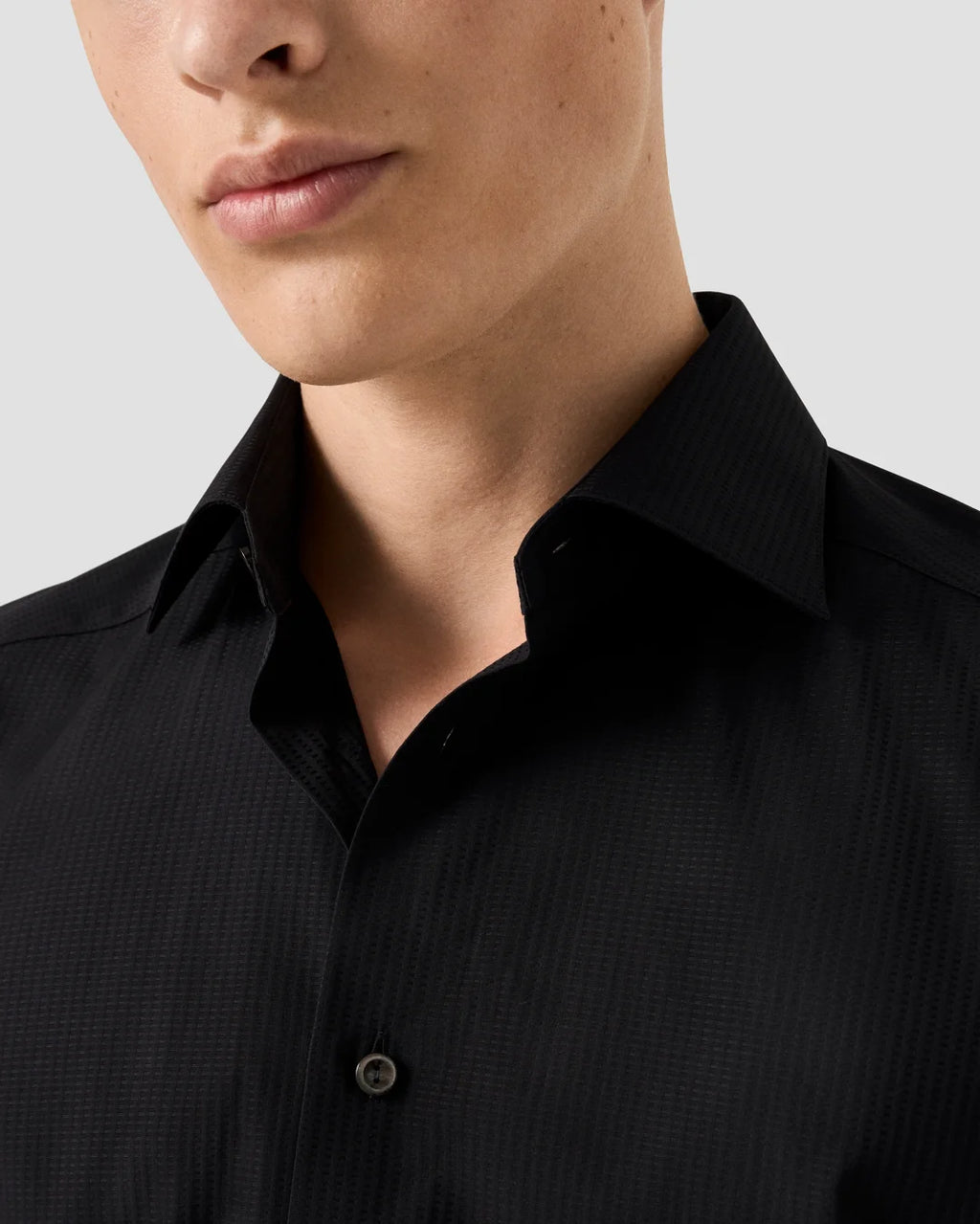Eton Black Semi Solid Supima 120 Shirt