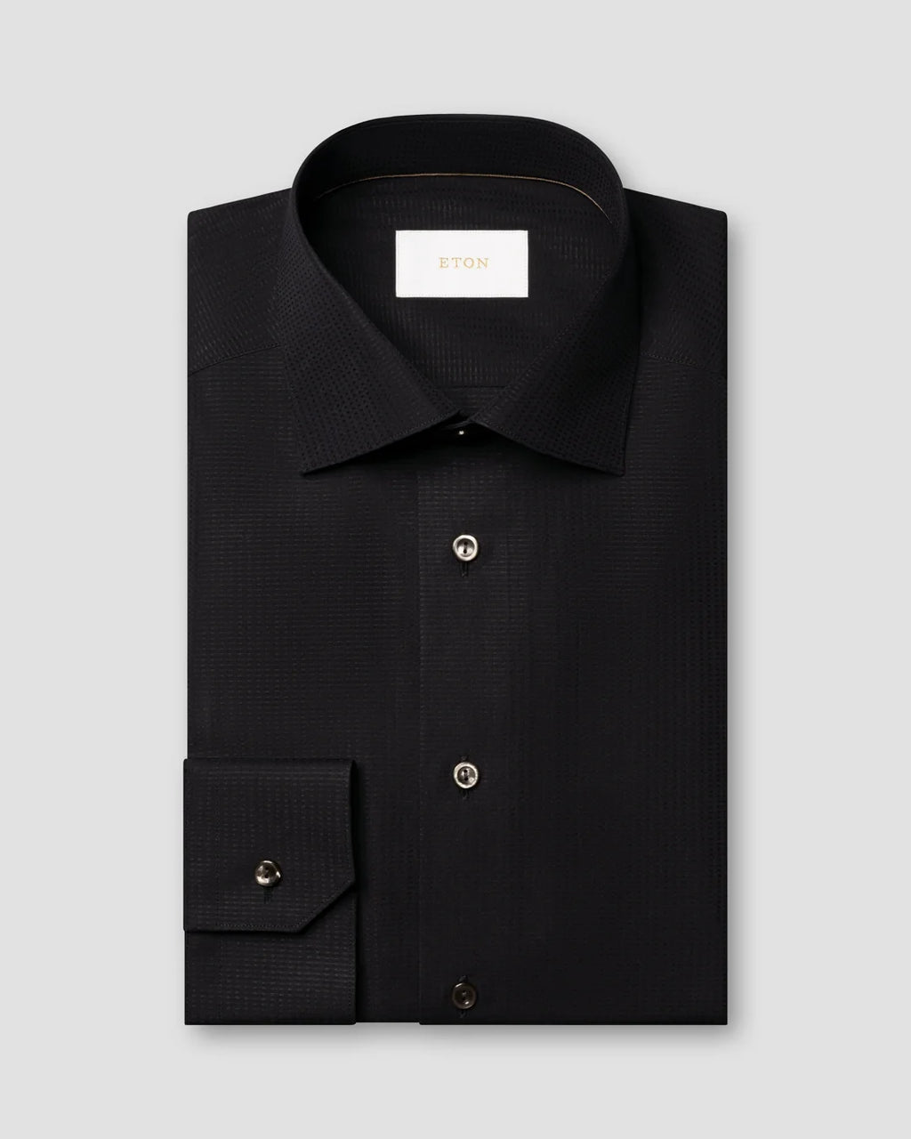 Eton Black Semi Solid Supima 120 Shirt