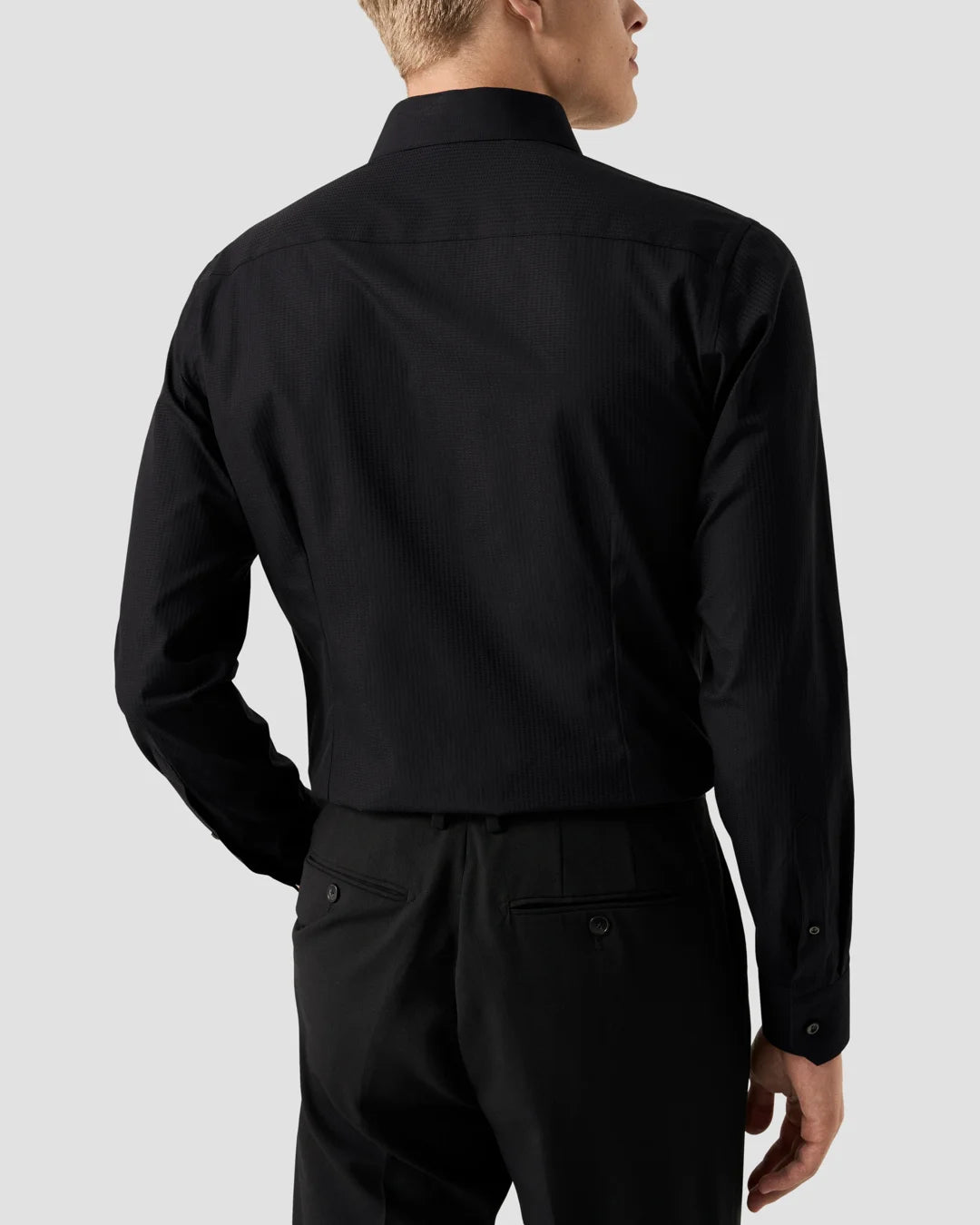 Eton Black Semi Solid Supima 120 Shirt