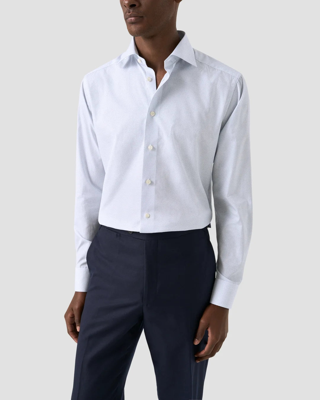 Eton Light Blue Micro Print Poplin Shirt
