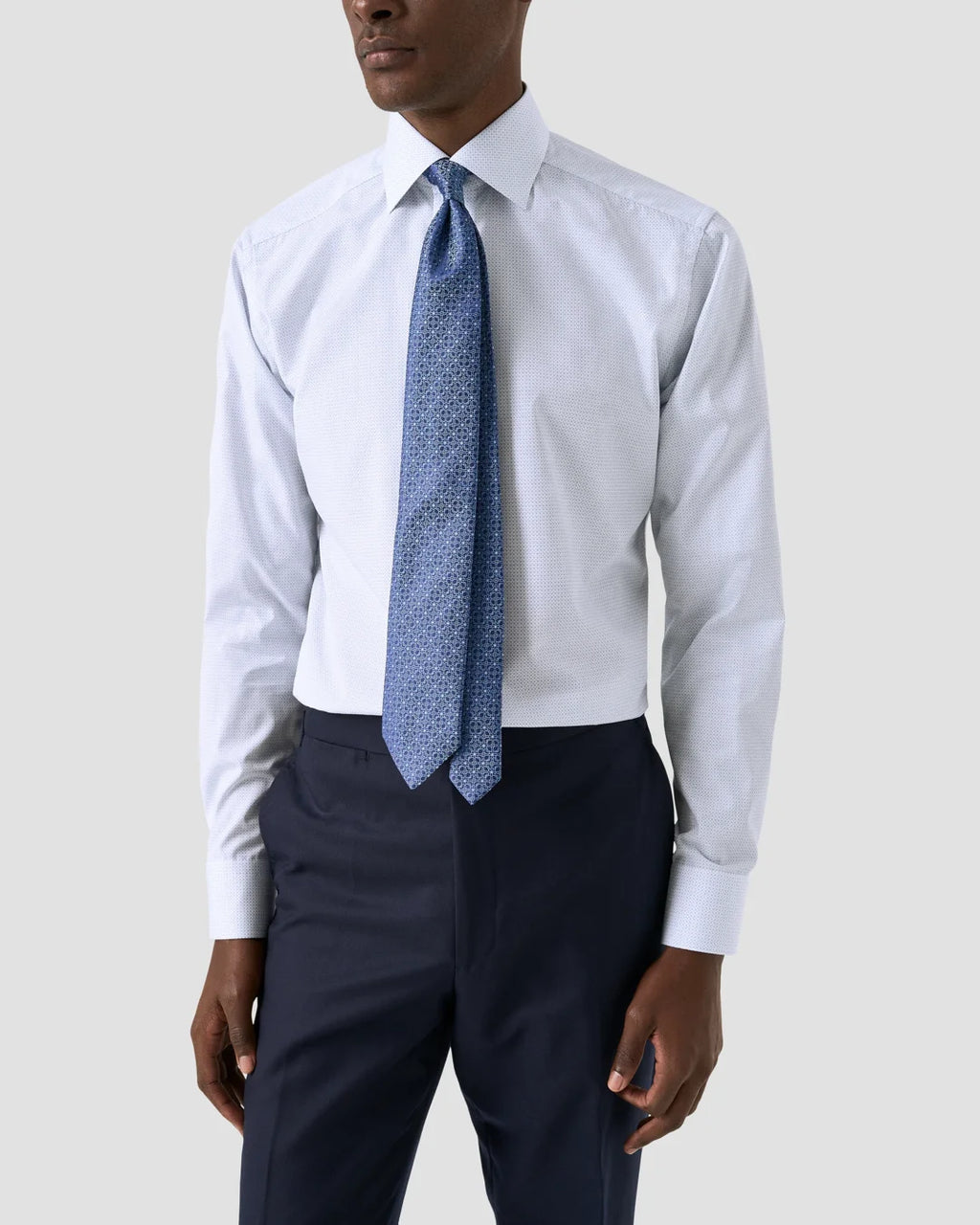 Eton Light Blue Micro Print Poplin Shirt