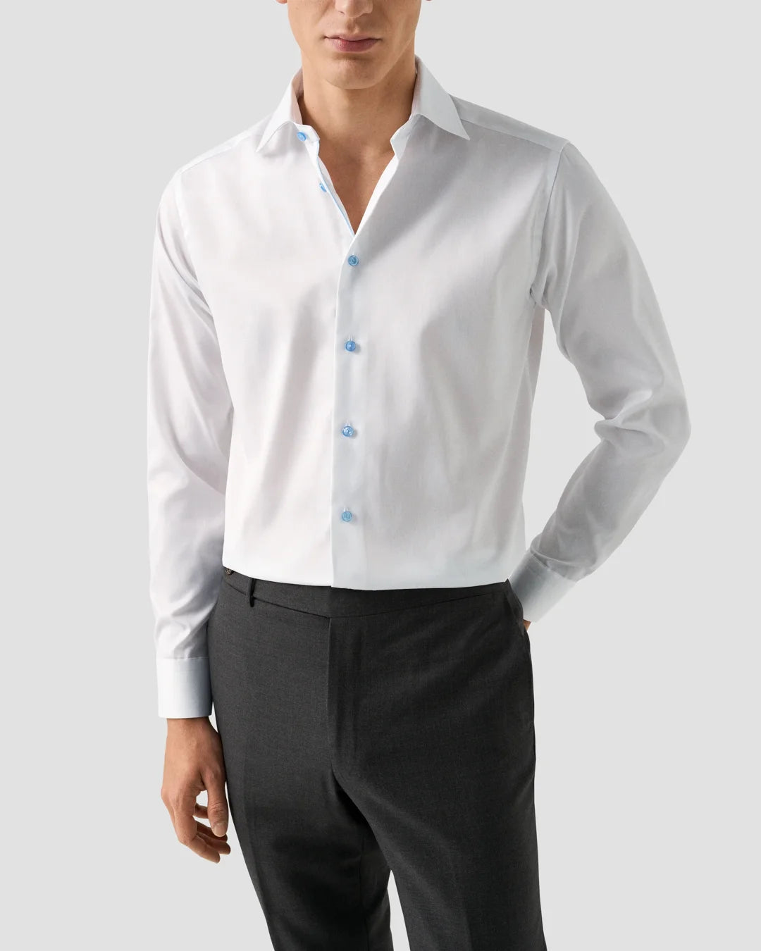 Eton Signature Twill Shirt with Light Blue Details