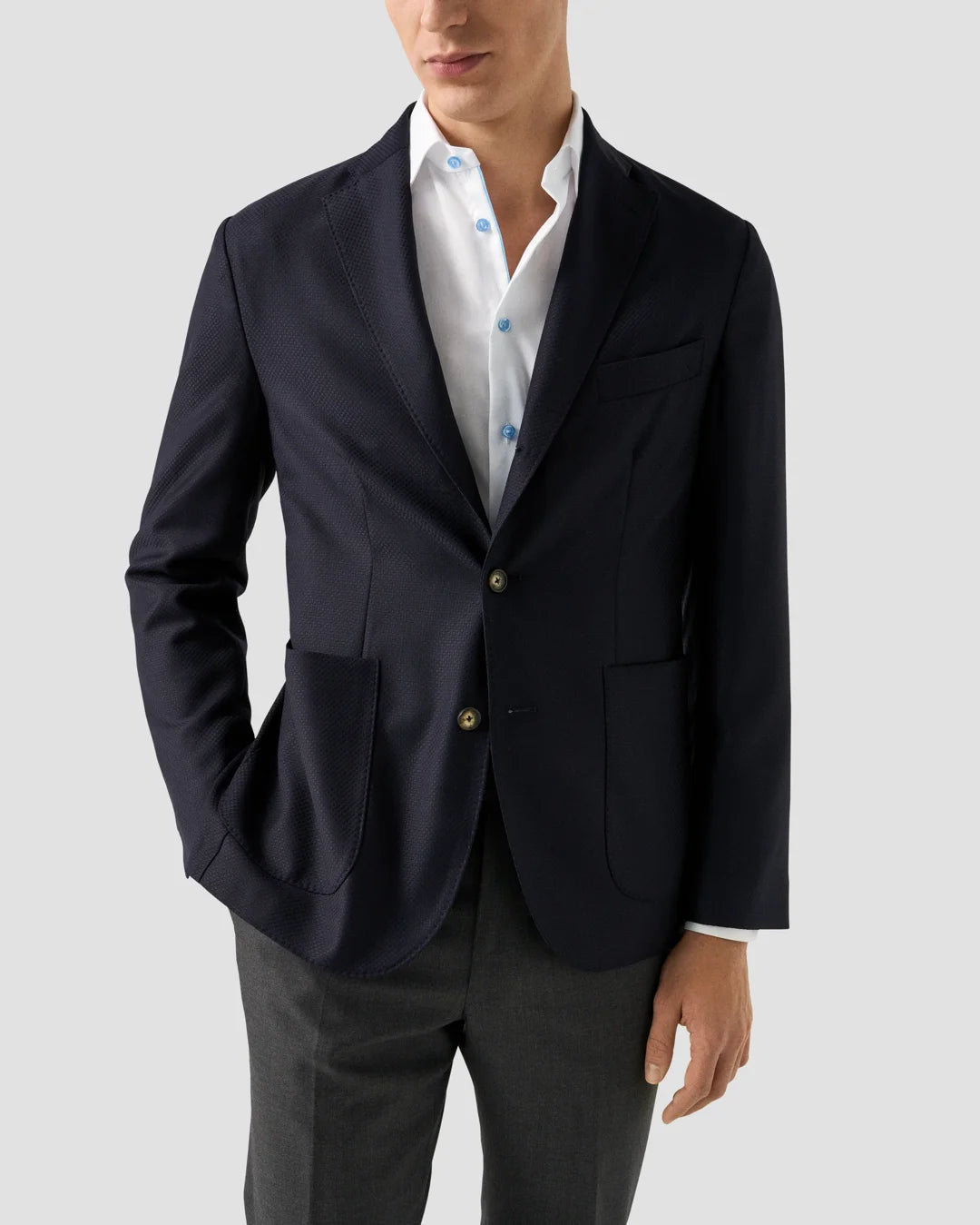 Eton Signature Twill Shirt with Light Blue Details