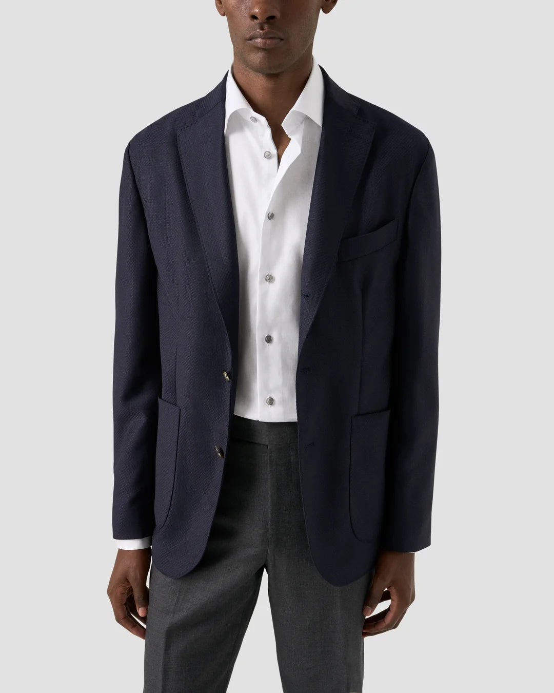 Eton Twill Shirt with Gray Detail