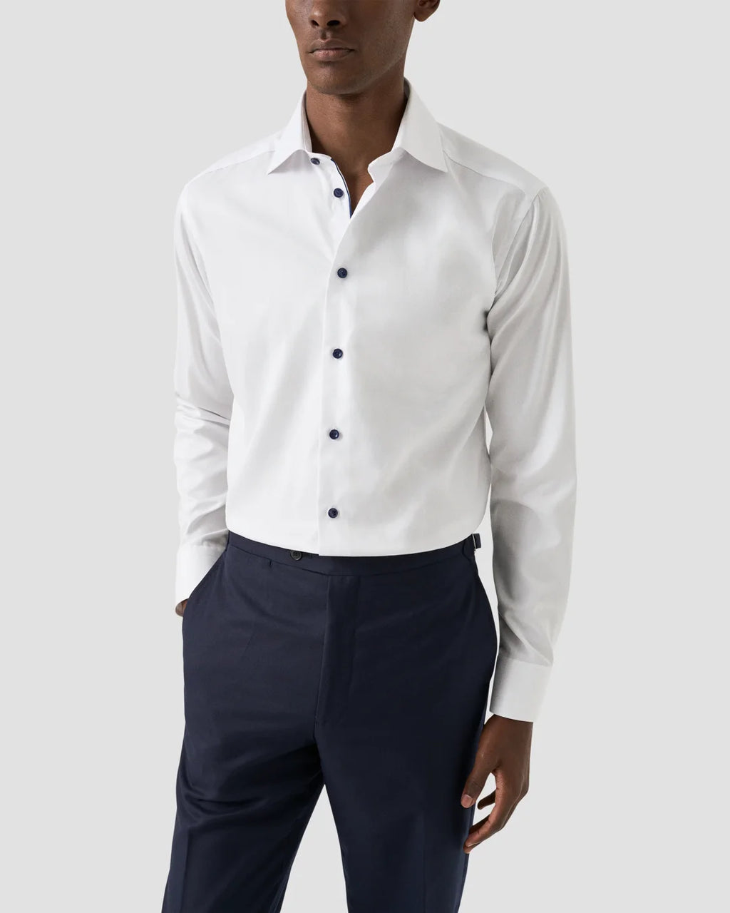 Eton Twill Shirt with Navy Detail