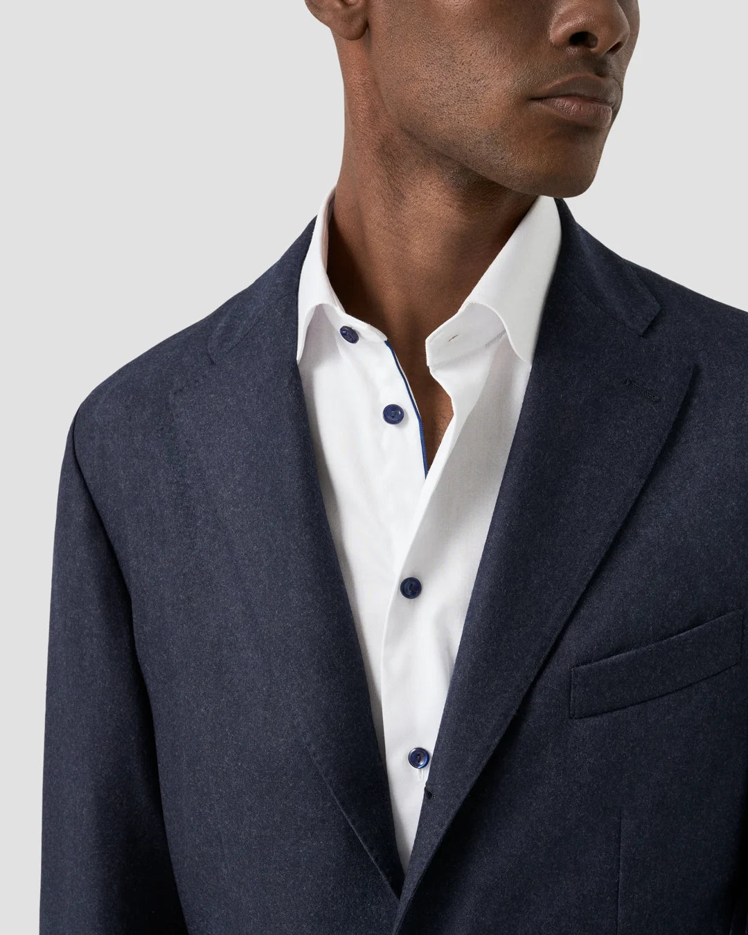 Eton Twill Shirt with Navy Detail